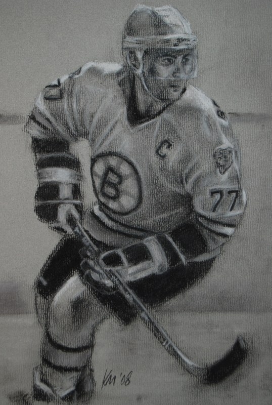 Ray Bourque, charcoal on paper, 2008