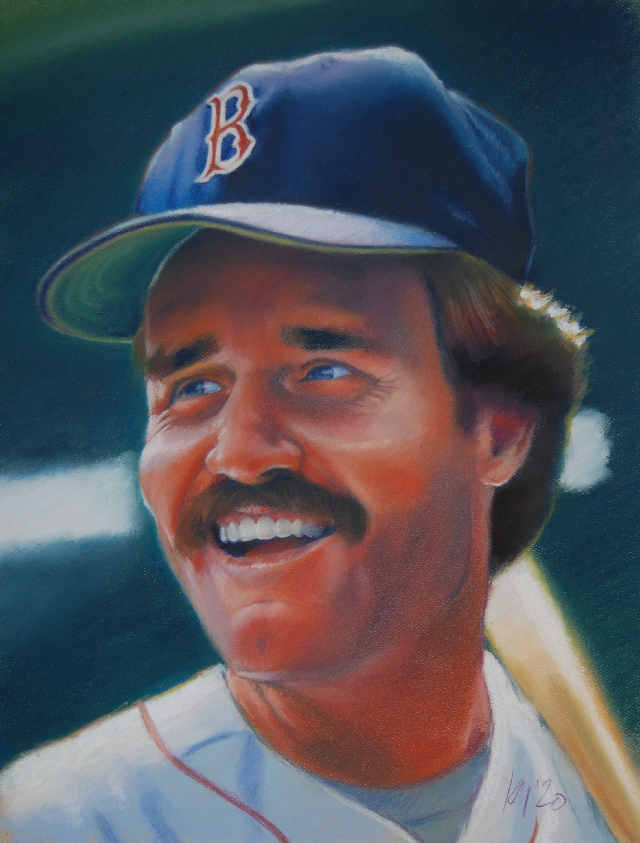 Wade Boggs, color pastel on paper, 2020