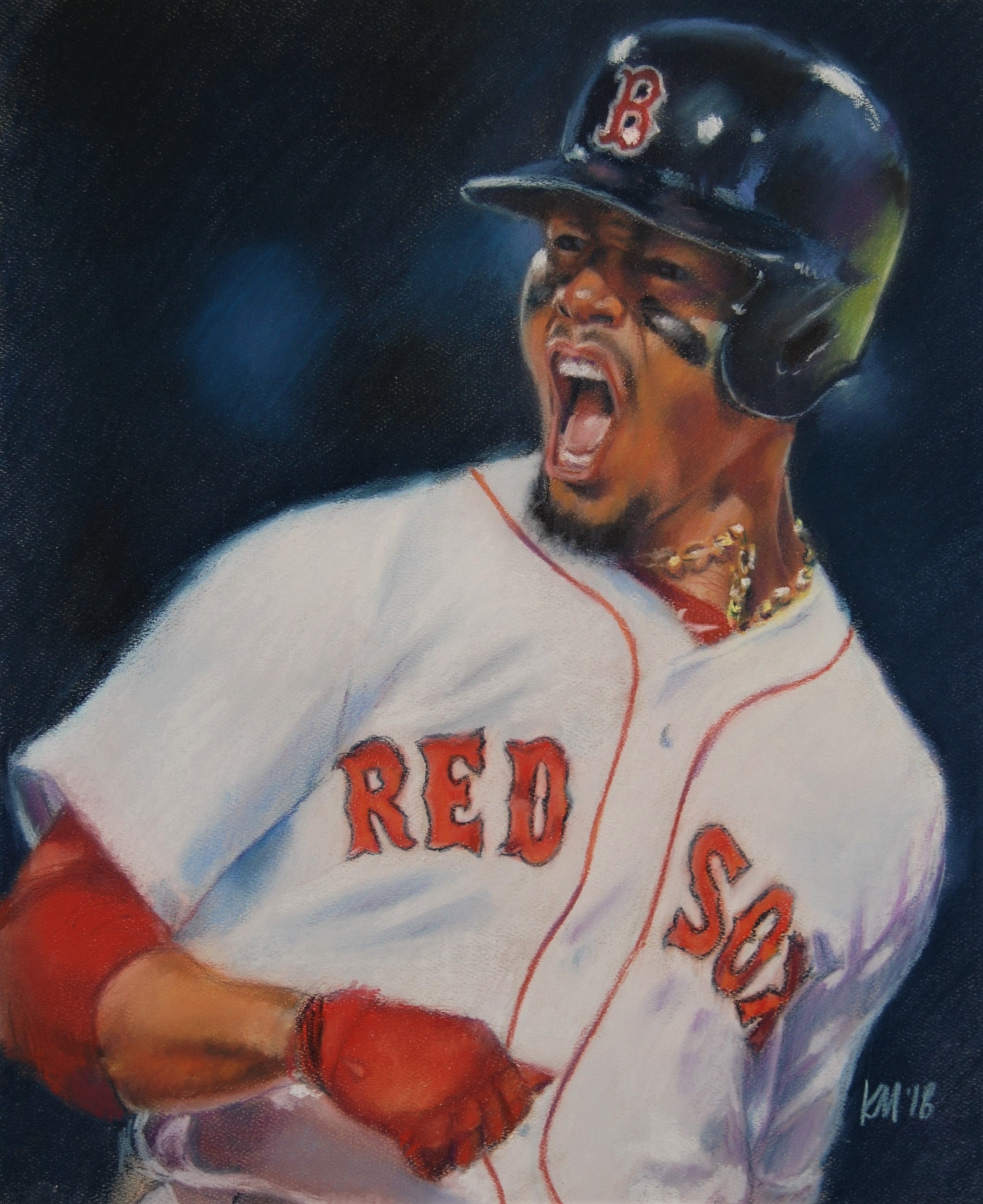 Mookie's Grand Slam, color pastel on paper, 2018