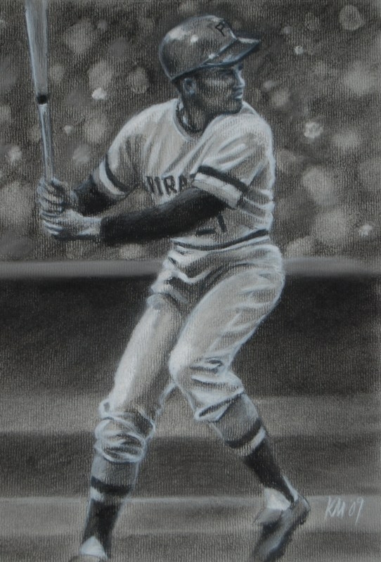 Roberto Clemente, charcoal on paper, 2009