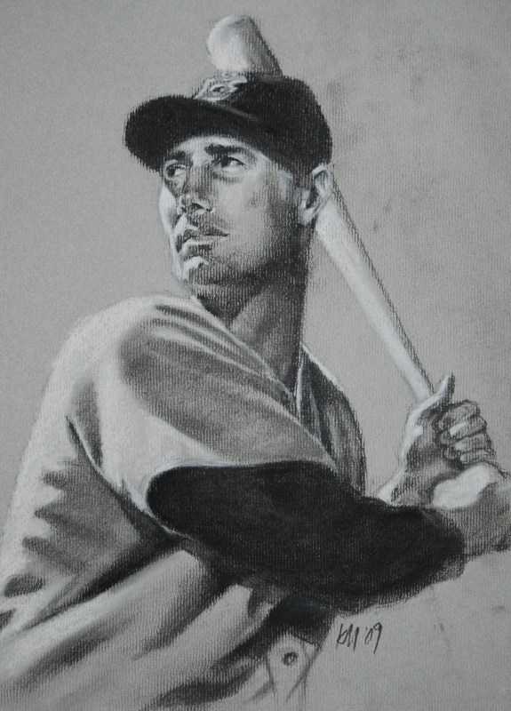 Teddy Ballgame, charcoal on paper, 2009