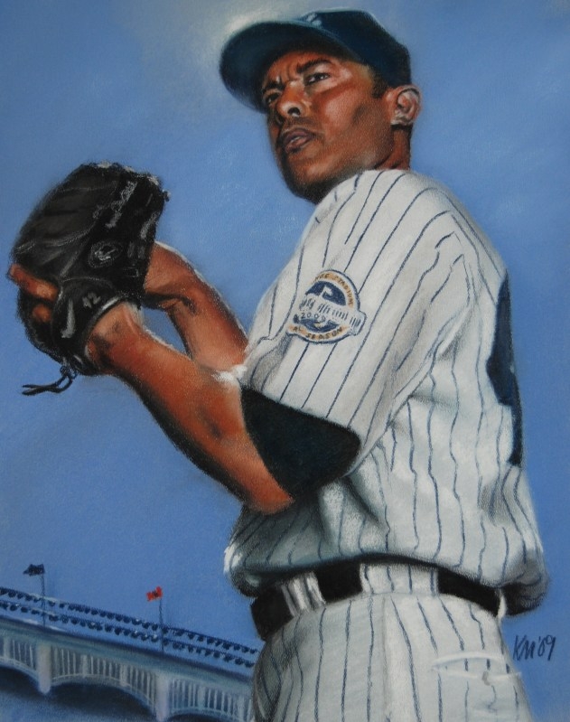 Mariano Rivera, color pastel on paper, 2009
