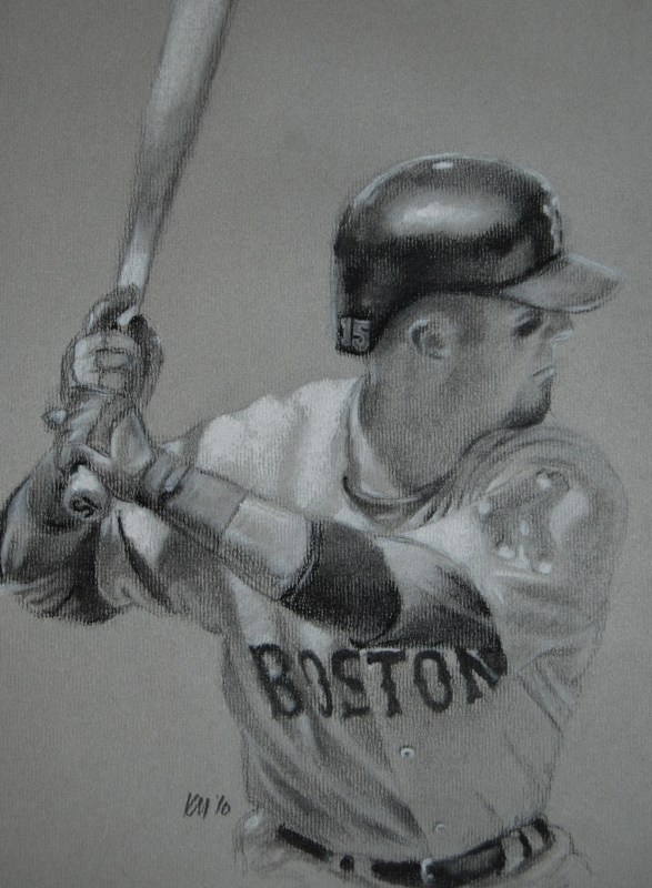 Dustin Pedroia, charcoal on paper, 2010