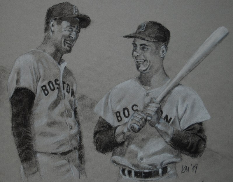 Ted and Yaz, charcoal on paper, 2009
