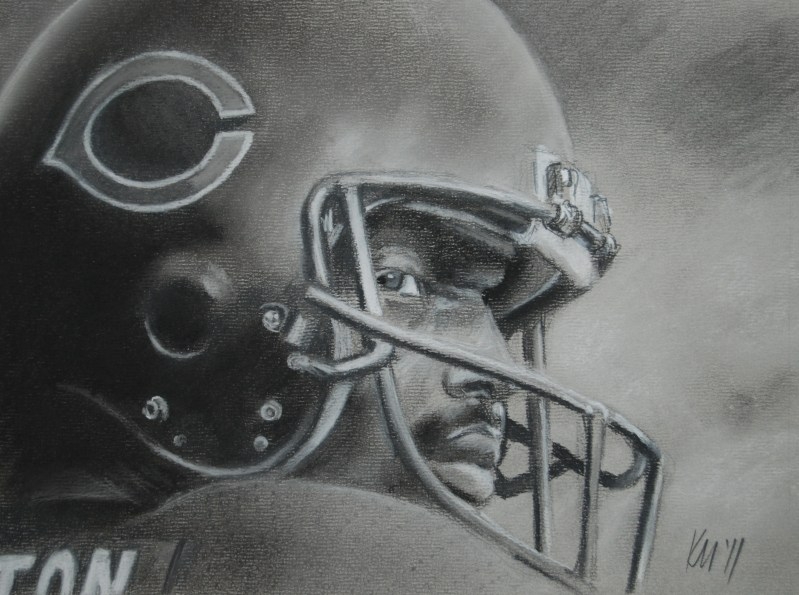 Walter Payton, charcoal on paper, 2011