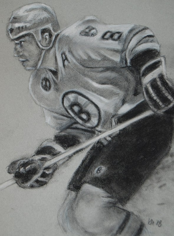 Cam Neely, charcoal on paper, 2009
