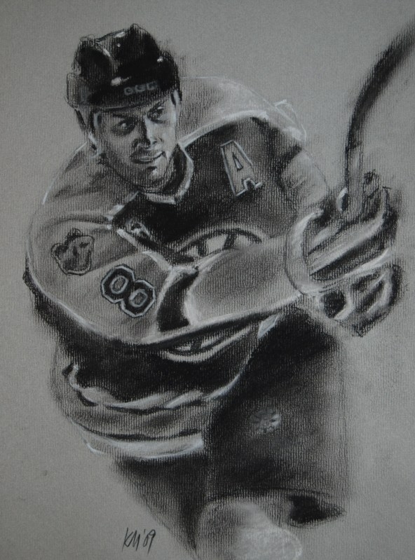 Everybody Loves Cam Neely, charcoal on paper, 2009