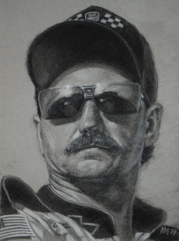 Dale Earnhardt, charcoal on paper, 2009