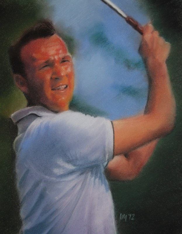 Arnold Palmer, color pastel on paper, 2012