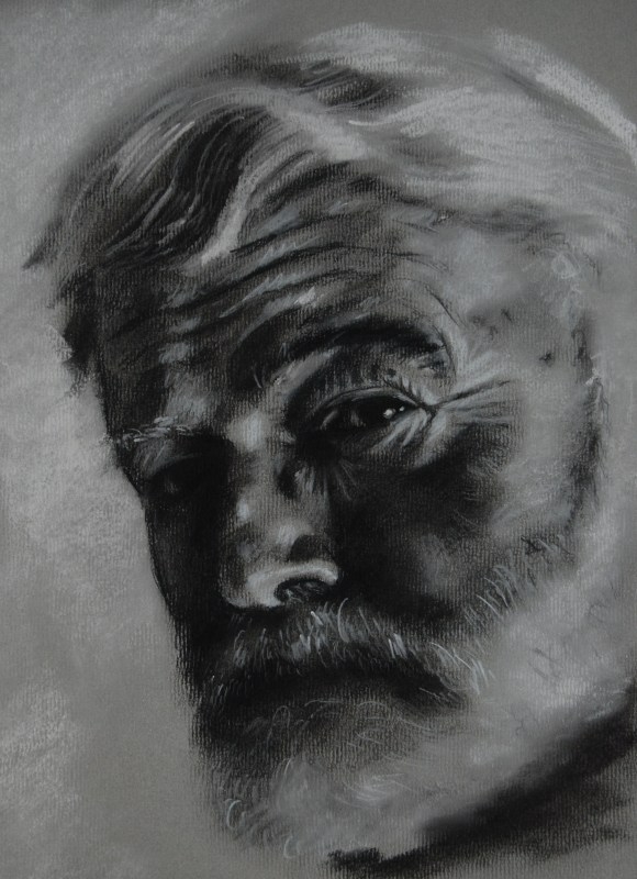 Hemingway, charcoal on paper, 2009