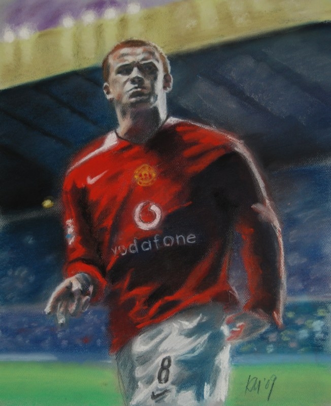 Wayne Rooney, color pastel on paper, 2009
